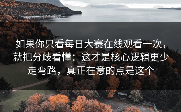 如果你只看每日大赛在线观看一次，就把分歧看懂：这才是核心逻辑更少走弯路，真正在意的点是这个